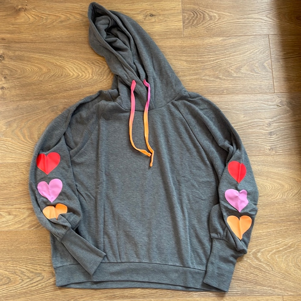 Gray Hoodie from PJ Salvage with heart details on sleeve